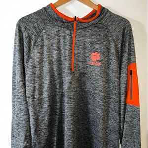 Clemson Tigers Pullover Men's Medium Gray Orange Colosseum Stretch 1/4 Zip XXL.